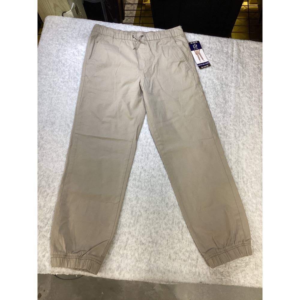 Gap‎ Kids Boys Khaki Tan Stretch Twill Joggers XL 14-16 Elastic Waist Drawstring